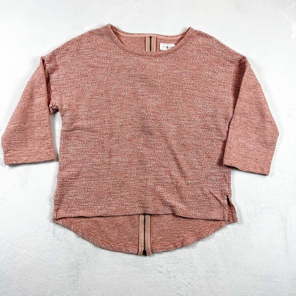 Lou & Grey Women’s Sz Small Pink Back Zip 3/4 Sleeve Knit Top. - Picture 3 of 10